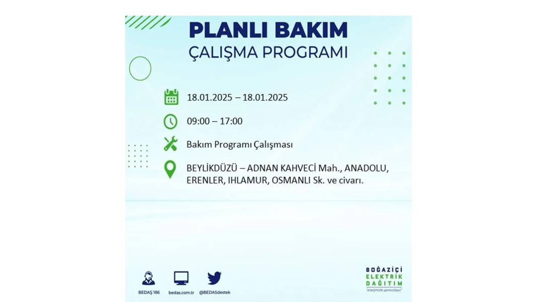 İstanbul'da elektrik kesintisi: BEDAŞ 18 Ocak Cumartesi elektrik kesintisi yaşayacak ilçeleri sıraladı 3