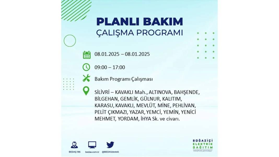 İstanbul'da elektrik kesintisi: 8 Ocak Çarşamba günü elektrik olmayacak. BEDAŞ elektrik kesintisi yaşayacak ilçeleri sıraladı 4