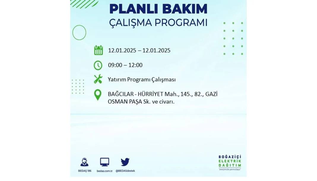 12 Ocak Pazar elektrik olmayacak: BEDAŞ elektrik kesintisi yaşayacak ilçeleri sıraladı 11