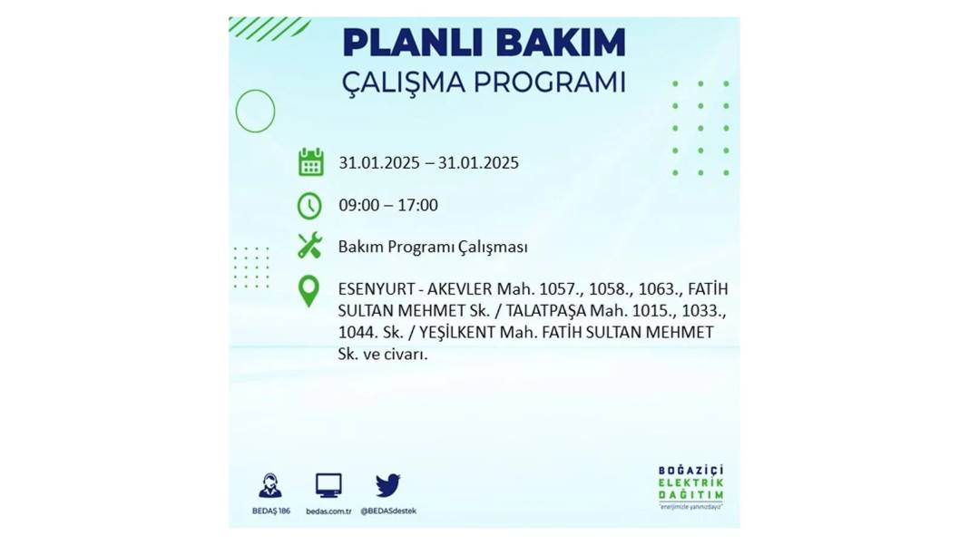 31 Ocak Cuma İstanbul elektrik kesintisi: BEDAŞ elektrik kesintisi yaşayacak ilçeleri teker teker duyurdu 33