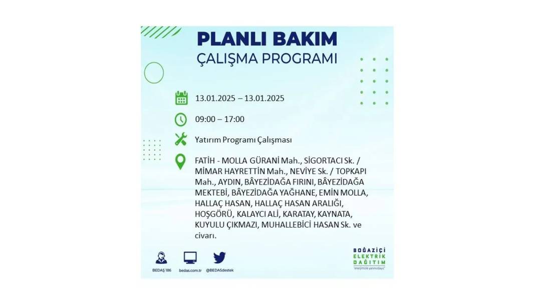 13 Ocak Pazartesi elektrik kesintisi: BEDAŞ elektrik kesintisi yaşayacak ilçeleri sıraladı 29