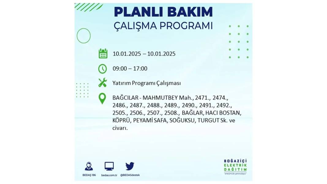 10 Ocak Cuma elektrik kesintisi: BEDAŞ elektrik kesintisi yaşayacak ilçeleri teker teker sıraladı 33