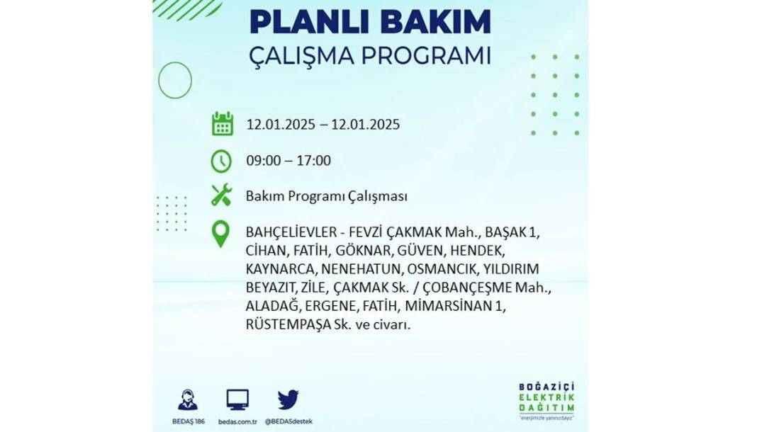 12 Ocak Pazar elektrik olmayacak: BEDAŞ elektrik kesintisi yaşayacak ilçeleri sıraladı 7