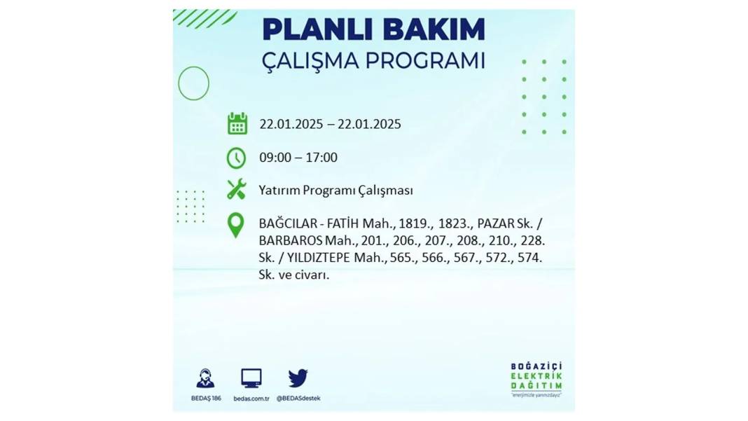 22 Ocak İstanbul elektrik kesintisi: BEDAŞ elektrik kesintisi yaşayacak ilçeleri sıraladı 36