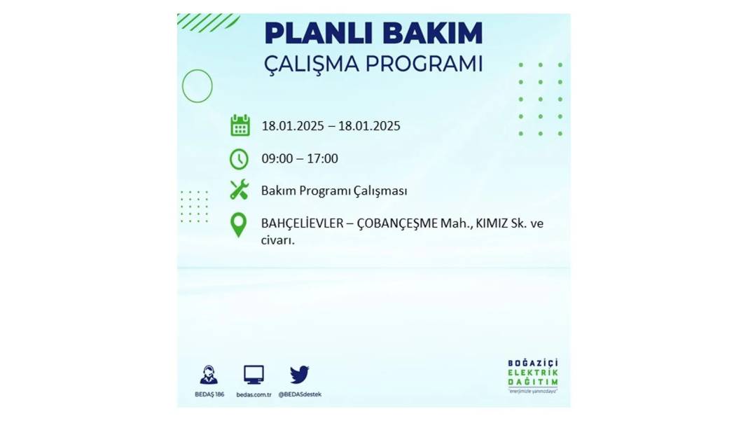 İstanbul'da elektrik kesintisi: BEDAŞ 18 Ocak Cumartesi elektrik kesintisi yaşayacak ilçeleri sıraladı 34