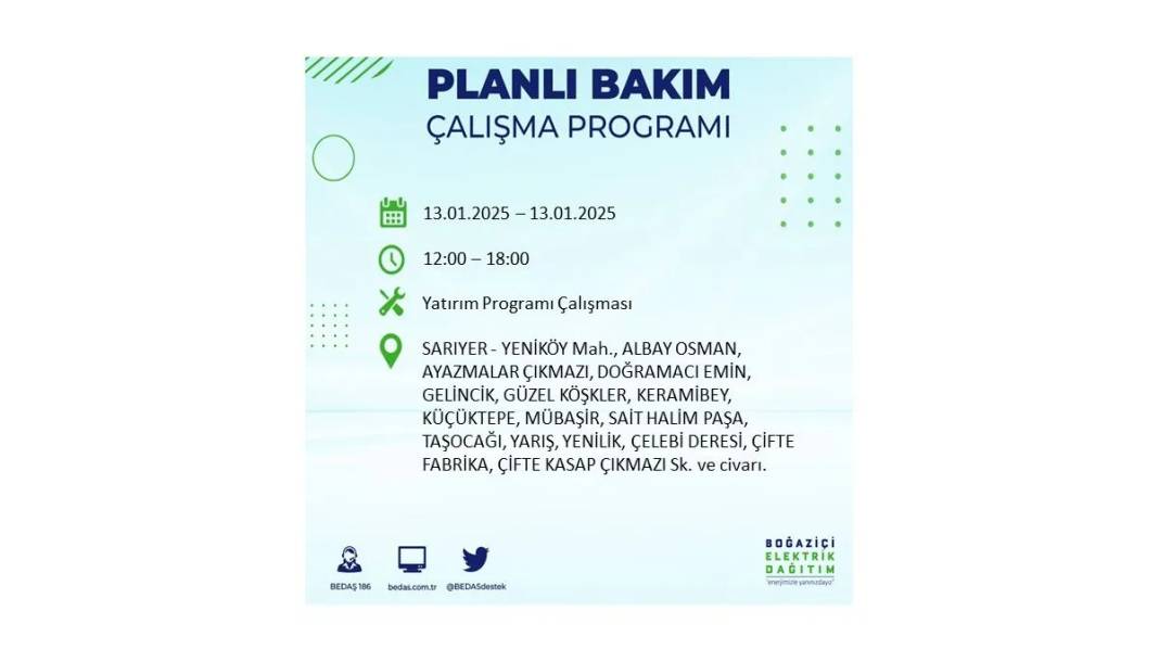 13 Ocak Pazartesi elektrik kesintisi: BEDAŞ elektrik kesintisi yaşayacak ilçeleri sıraladı 16