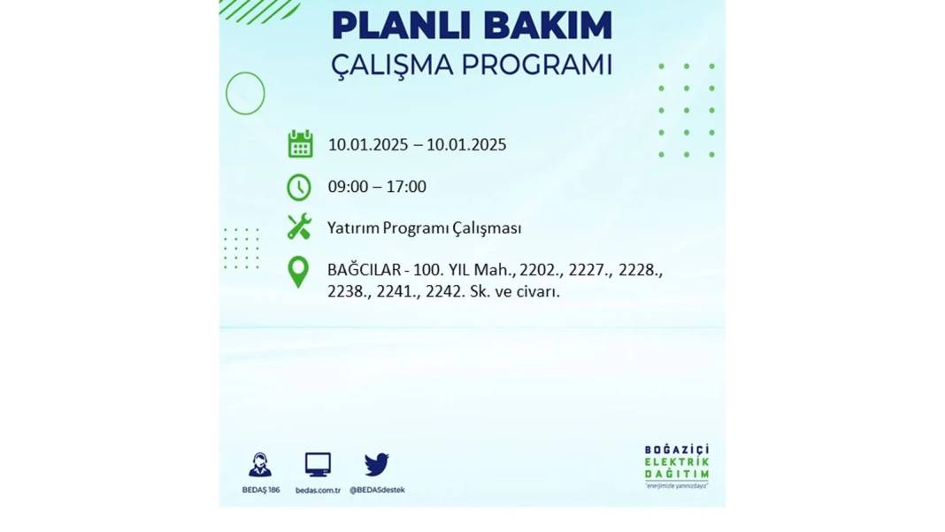 10 Ocak Cuma elektrik kesintisi: BEDAŞ elektrik kesintisi yaşayacak ilçeleri teker teker sıraladı 31