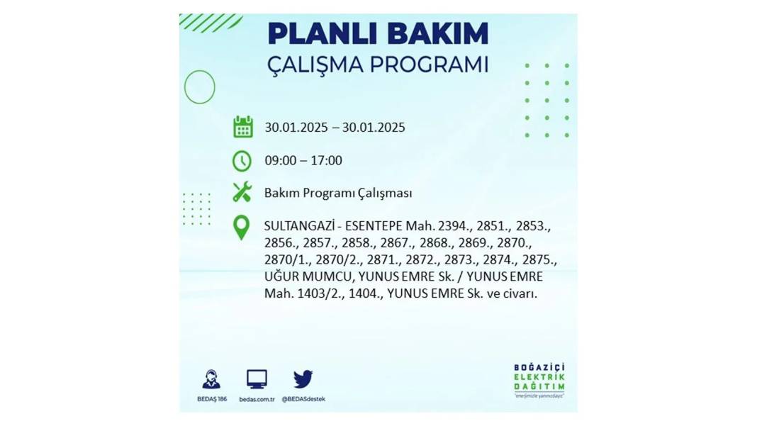 KARANLIĞA GÖMÜLECEKLER: 30 Ocak Perşembe İstanbul elektrik kesintisi. BEDAŞ o ilçeleri duyurdu 6