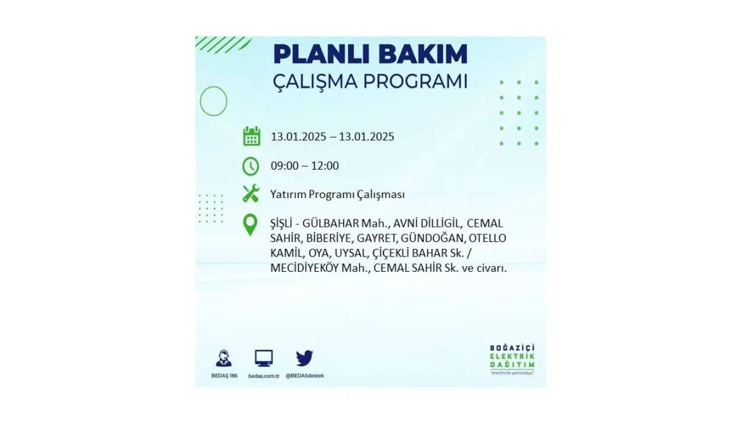 13 Ocak Pazartesi elektrik kesintisi: BEDAŞ elektrik kesintisi yaşayacak ilçeleri sıraladı 3