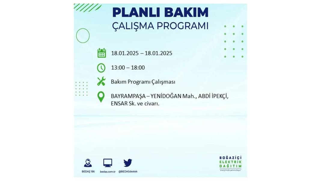 İstanbul'da elektrik kesintisi: BEDAŞ 18 Ocak Cumartesi elektrik kesintisi yaşayacak ilçeleri sıraladı 32