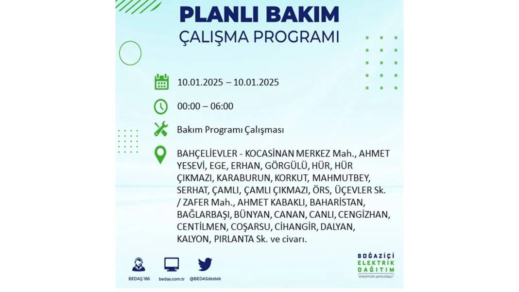 10 Ocak Cuma elektrik kesintisi: BEDAŞ elektrik kesintisi yaşayacak ilçeleri teker teker sıraladı 29