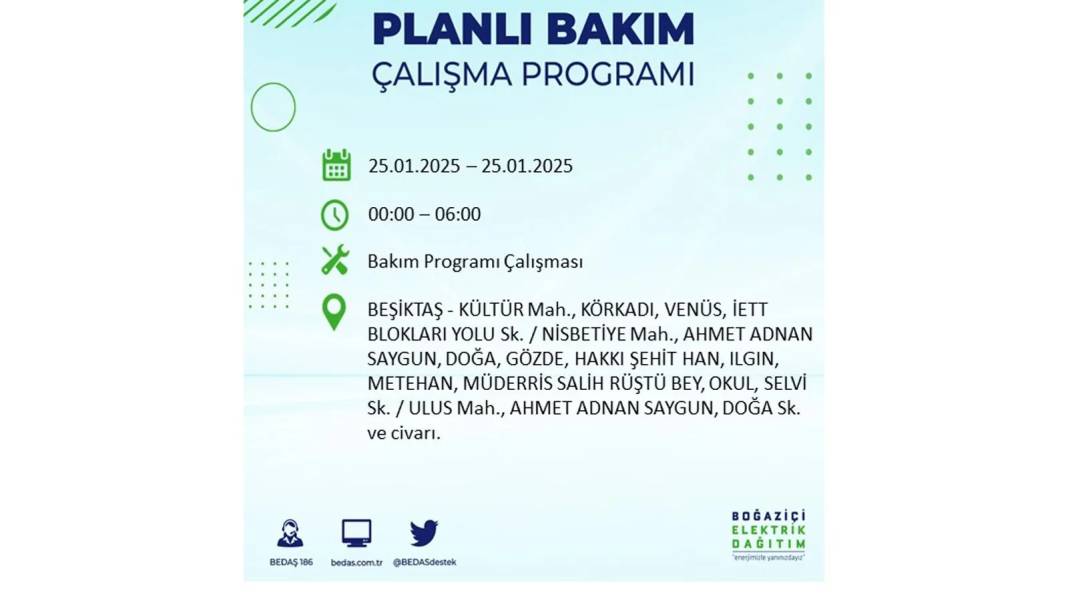 25 Ocak Cuma İstanbul elektrik kesintisi: BEDAŞ elektrik kesintisi yaşayacak ilçeleri teker teker duyurdu 20