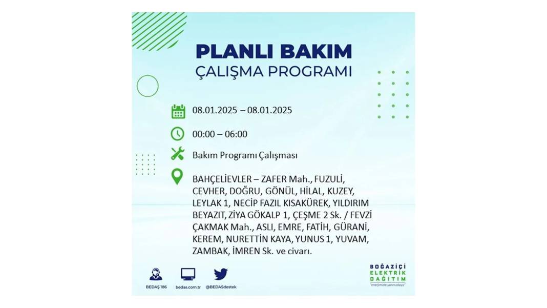 İstanbul'da elektrik kesintisi: 8 Ocak Çarşamba günü elektrik olmayacak. BEDAŞ elektrik kesintisi yaşayacak ilçeleri sıraladı 31