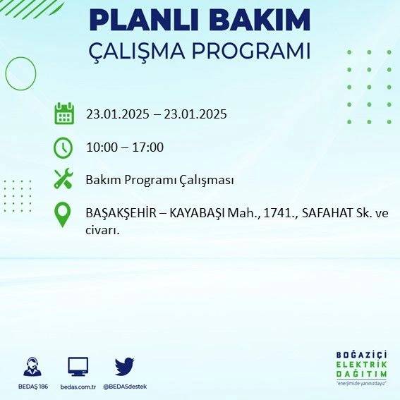 23 Ocak 2025 elektrik kesintisi: BEDAŞ elektrik kesintisi yaşayacak ilçeleri sıraladı 17