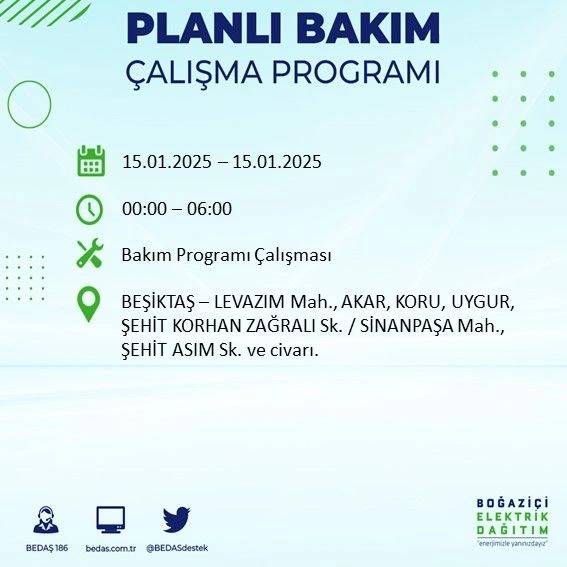 15 Ocak İstanbul elektrik kesintisi: BEDAŞ elektrik kesintisi yaşayacak ilçeleri sıraladı 21