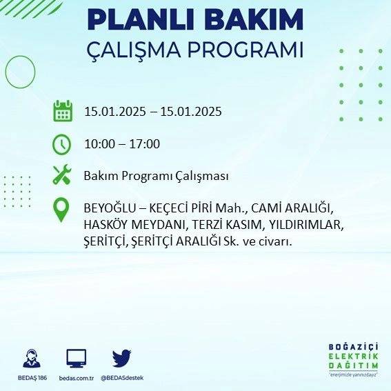 15 Ocak İstanbul elektrik kesintisi: BEDAŞ elektrik kesintisi yaşayacak ilçeleri sıraladı 19