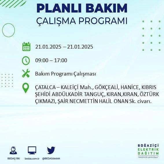 21 Ocak Salı günü saatlerce elektrik olmayacak: BEDAŞ elektrik kesintisi yaşayacak ilçeleri sıraladı 12