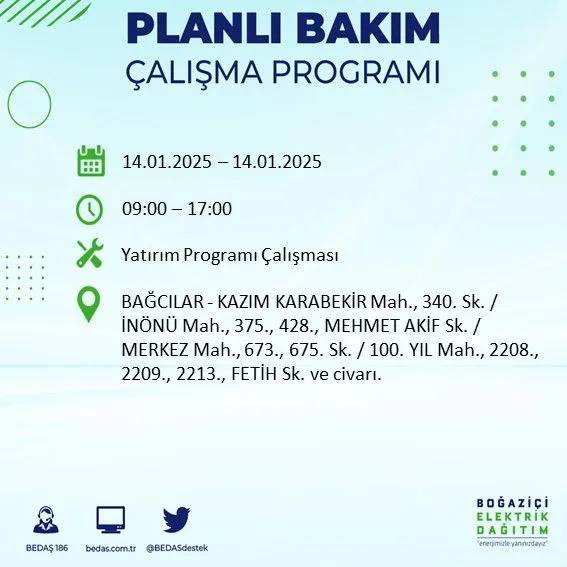 14 Ocak İstanbul elektrik kesintisi: BEDAŞ elektrik kesintisi yaşayacak ilçeleri sıraladı 65