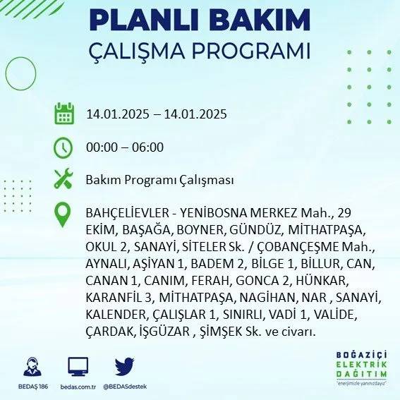 14 Ocak İstanbul elektrik kesintisi: BEDAŞ elektrik kesintisi yaşayacak ilçeleri sıraladı 62