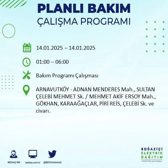 14 Ocak İstanbul elektrik kesintisi: BEDAŞ elektrik kesintisi yaşayacak ilçeleri sıraladı 60