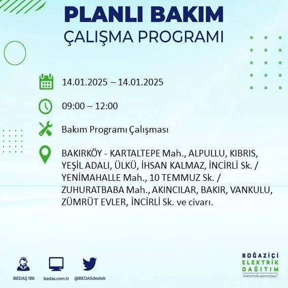 14 Ocak İstanbul elektrik kesintisi: BEDAŞ elektrik kesintisi yaşayacak ilçeleri sıraladı 58