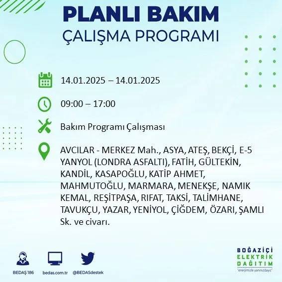 14 Ocak İstanbul elektrik kesintisi: BEDAŞ elektrik kesintisi yaşayacak ilçeleri sıraladı 55