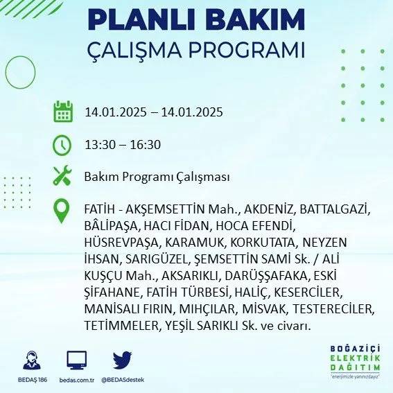 14 Ocak İstanbul elektrik kesintisi: BEDAŞ elektrik kesintisi yaşayacak ilçeleri sıraladı 56