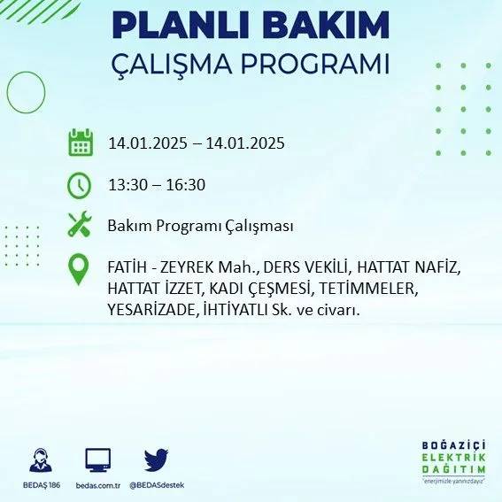 14 Ocak İstanbul elektrik kesintisi: BEDAŞ elektrik kesintisi yaşayacak ilçeleri sıraladı 54