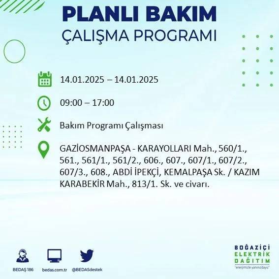 14 Ocak İstanbul elektrik kesintisi: BEDAŞ elektrik kesintisi yaşayacak ilçeleri sıraladı 50