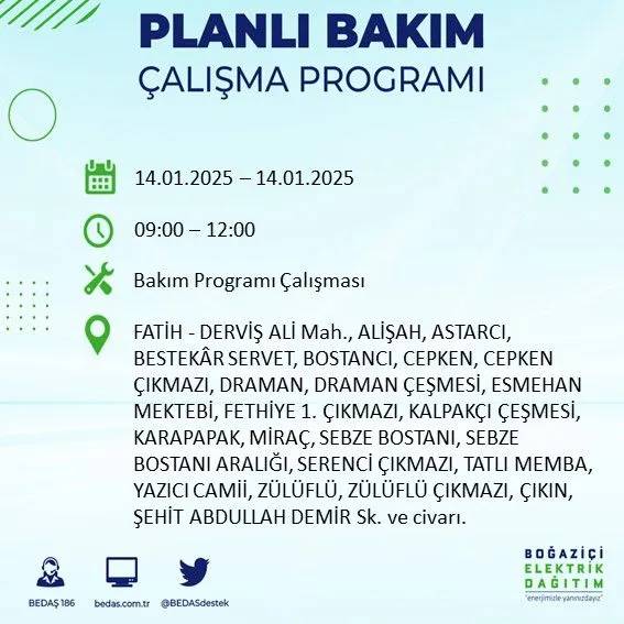 14 Ocak İstanbul elektrik kesintisi: BEDAŞ elektrik kesintisi yaşayacak ilçeleri sıraladı 31