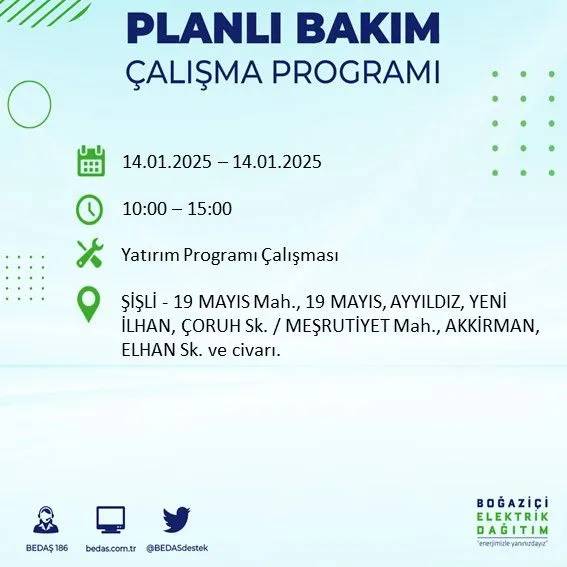 14 Ocak İstanbul elektrik kesintisi: BEDAŞ elektrik kesintisi yaşayacak ilçeleri sıraladı 30