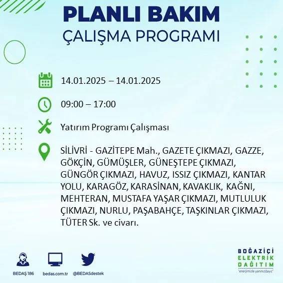 14 Ocak İstanbul elektrik kesintisi: BEDAŞ elektrik kesintisi yaşayacak ilçeleri sıraladı 19