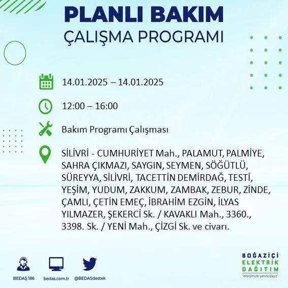 14 Ocak İstanbul elektrik kesintisi: BEDAŞ elektrik kesintisi yaşayacak ilçeleri sıraladı 16