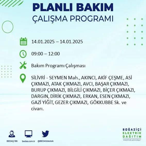 14 Ocak İstanbul elektrik kesintisi: BEDAŞ elektrik kesintisi yaşayacak ilçeleri sıraladı 15