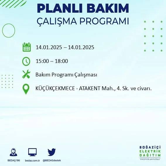 14 Ocak İstanbul elektrik kesintisi: BEDAŞ elektrik kesintisi yaşayacak ilçeleri sıraladı 11