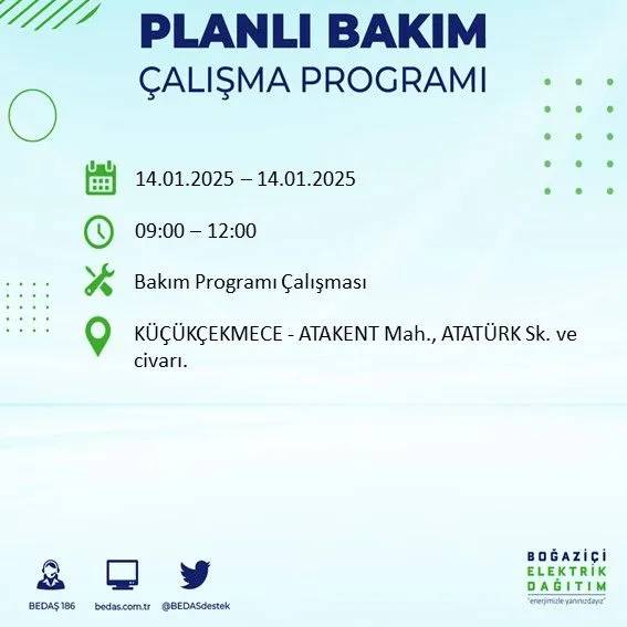 14 Ocak İstanbul elektrik kesintisi: BEDAŞ elektrik kesintisi yaşayacak ilçeleri sıraladı 13