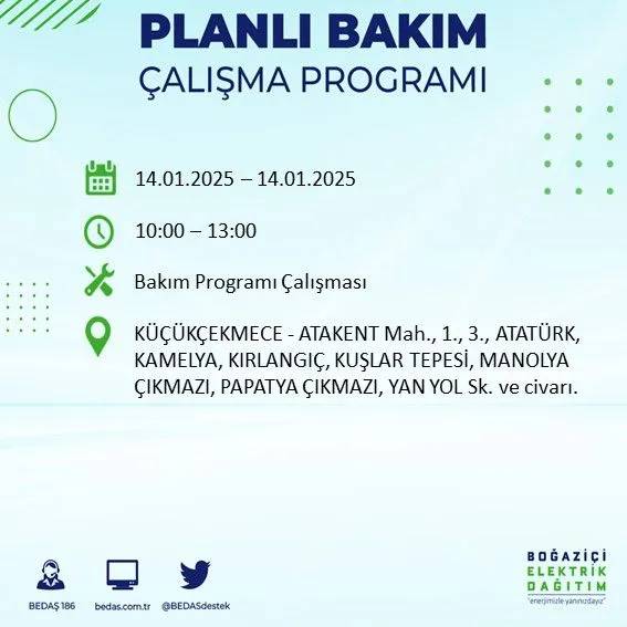 14 Ocak İstanbul elektrik kesintisi: BEDAŞ elektrik kesintisi yaşayacak ilçeleri sıraladı 12