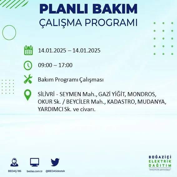 14 Ocak İstanbul elektrik kesintisi: BEDAŞ elektrik kesintisi yaşayacak ilçeleri sıraladı 9