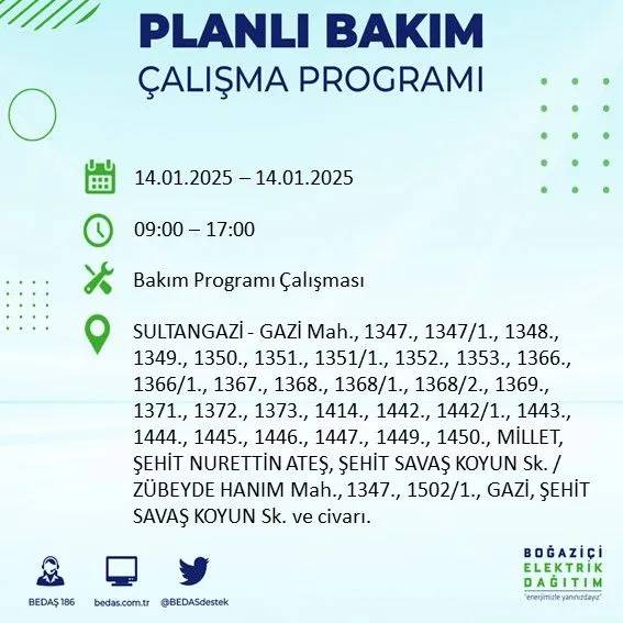 14 Ocak İstanbul elektrik kesintisi: BEDAŞ elektrik kesintisi yaşayacak ilçeleri sıraladı 7