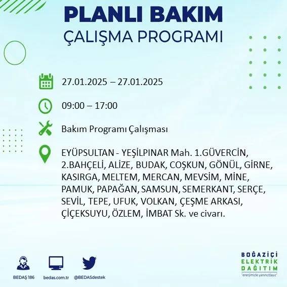27 Ocak Pazartesi İstanbul elektrik kesintisi: BEDAŞ elektrik kesintisi yaşayacak ilçeleri sıraladı 29