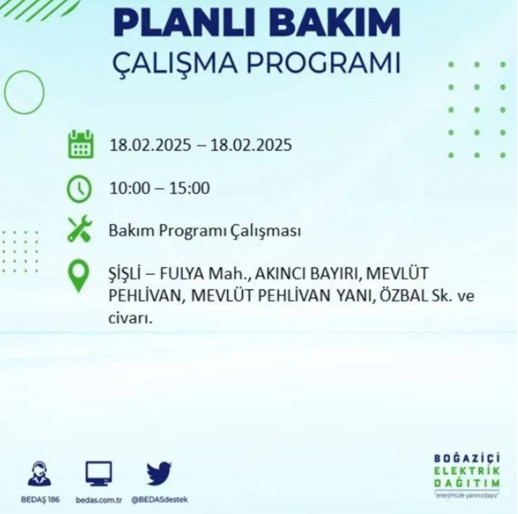 18 Şubat elektrik kesintisi: BEDAŞ elektrik kesintisi yaşayacak ilçeleri sıraladı 51