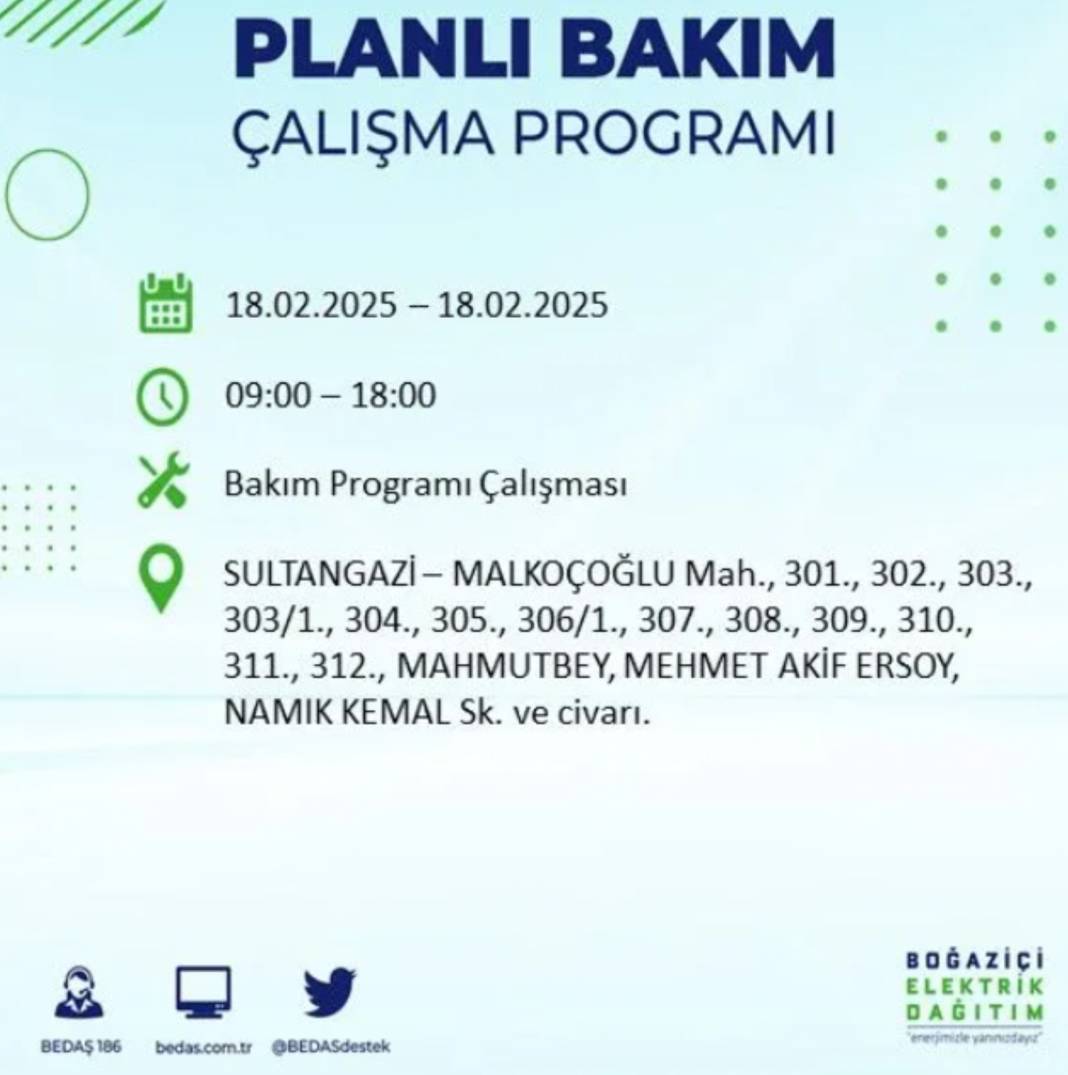 18 Şubat elektrik kesintisi: BEDAŞ elektrik kesintisi yaşayacak ilçeleri sıraladı 50