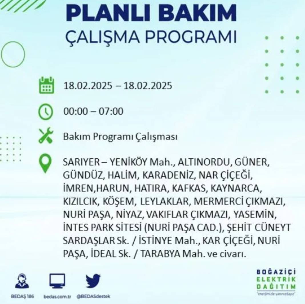 18 Şubat elektrik kesintisi: BEDAŞ elektrik kesintisi yaşayacak ilçeleri sıraladı 48