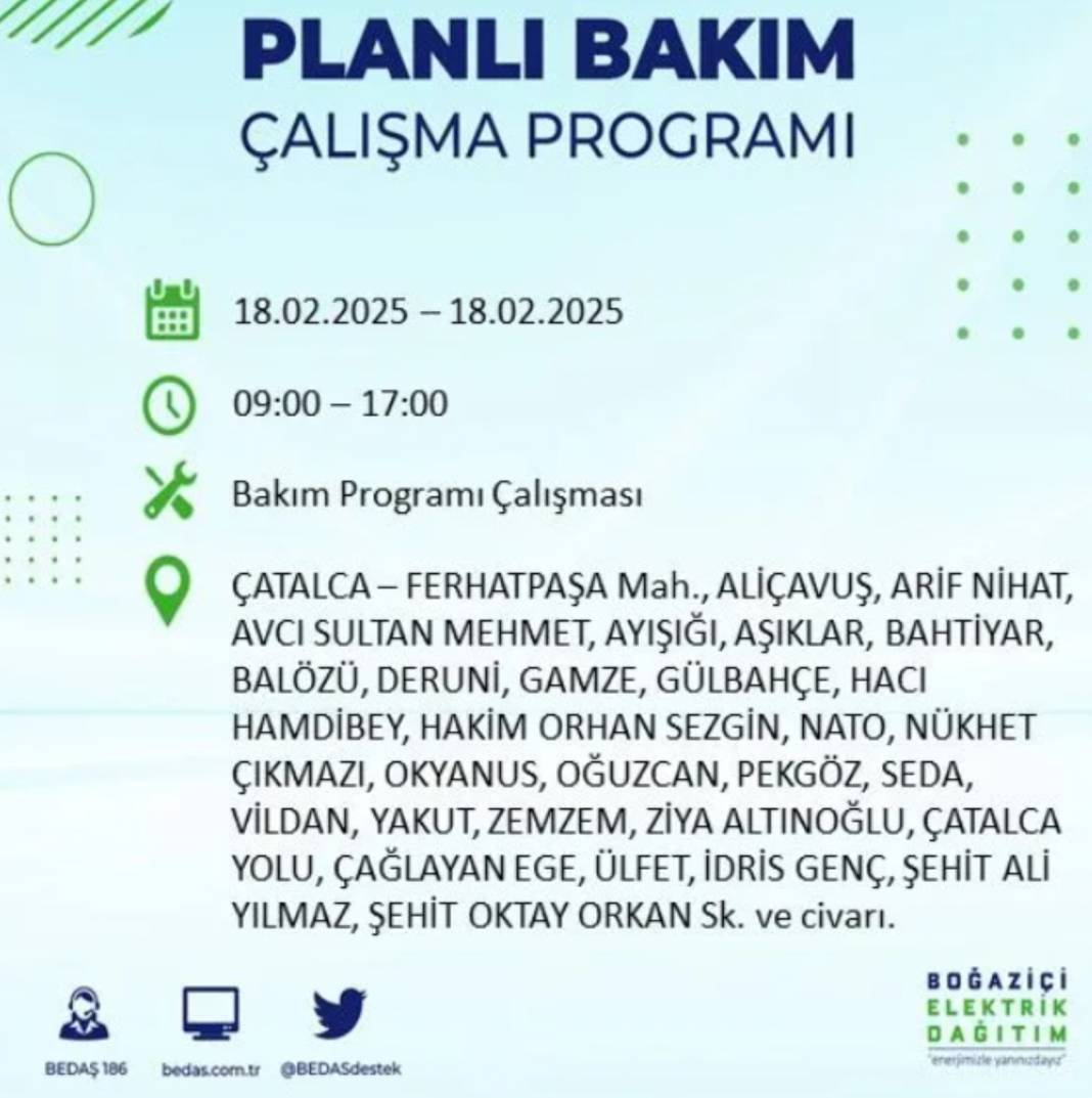 18 Şubat elektrik kesintisi: BEDAŞ elektrik kesintisi yaşayacak ilçeleri sıraladı 39