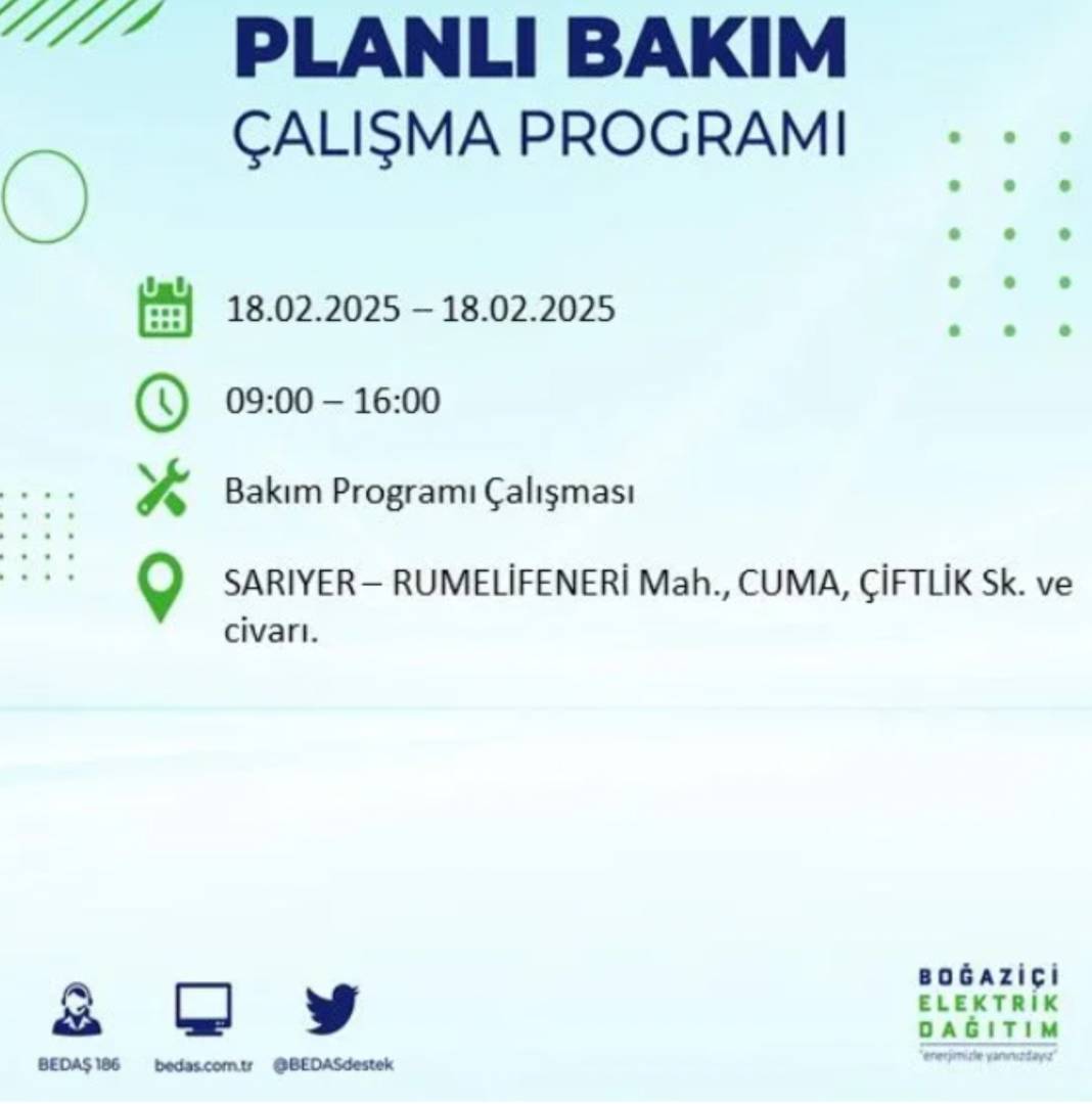 18 Şubat elektrik kesintisi: BEDAŞ elektrik kesintisi yaşayacak ilçeleri sıraladı 46