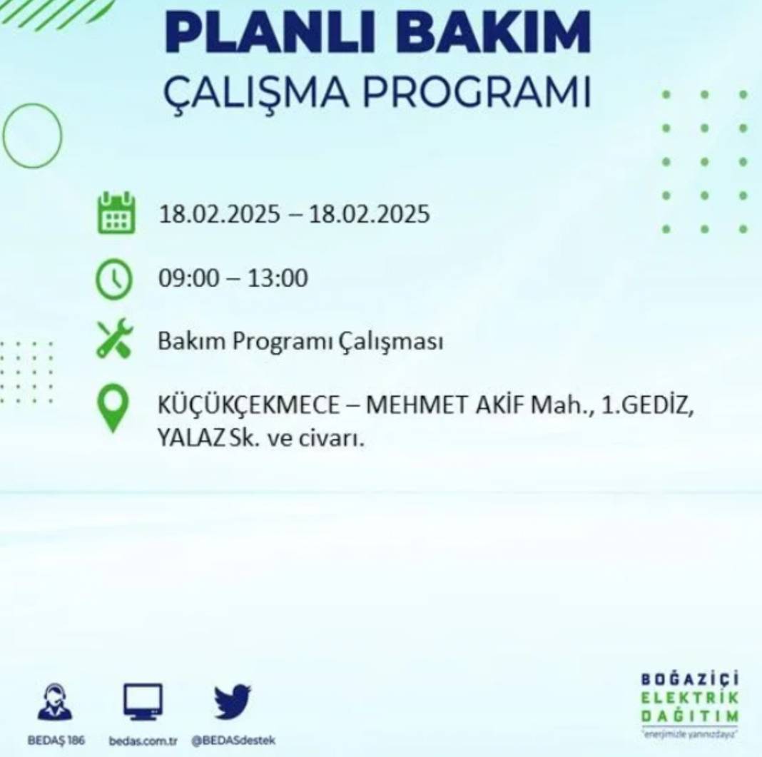 18 Şubat elektrik kesintisi: BEDAŞ elektrik kesintisi yaşayacak ilçeleri sıraladı 47