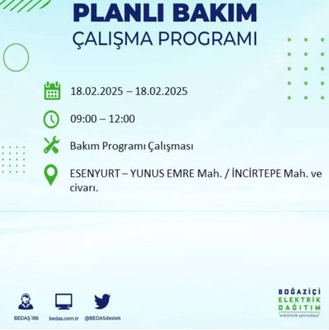 18 Şubat elektrik kesintisi: BEDAŞ elektrik kesintisi yaşayacak ilçeleri sıraladı 44