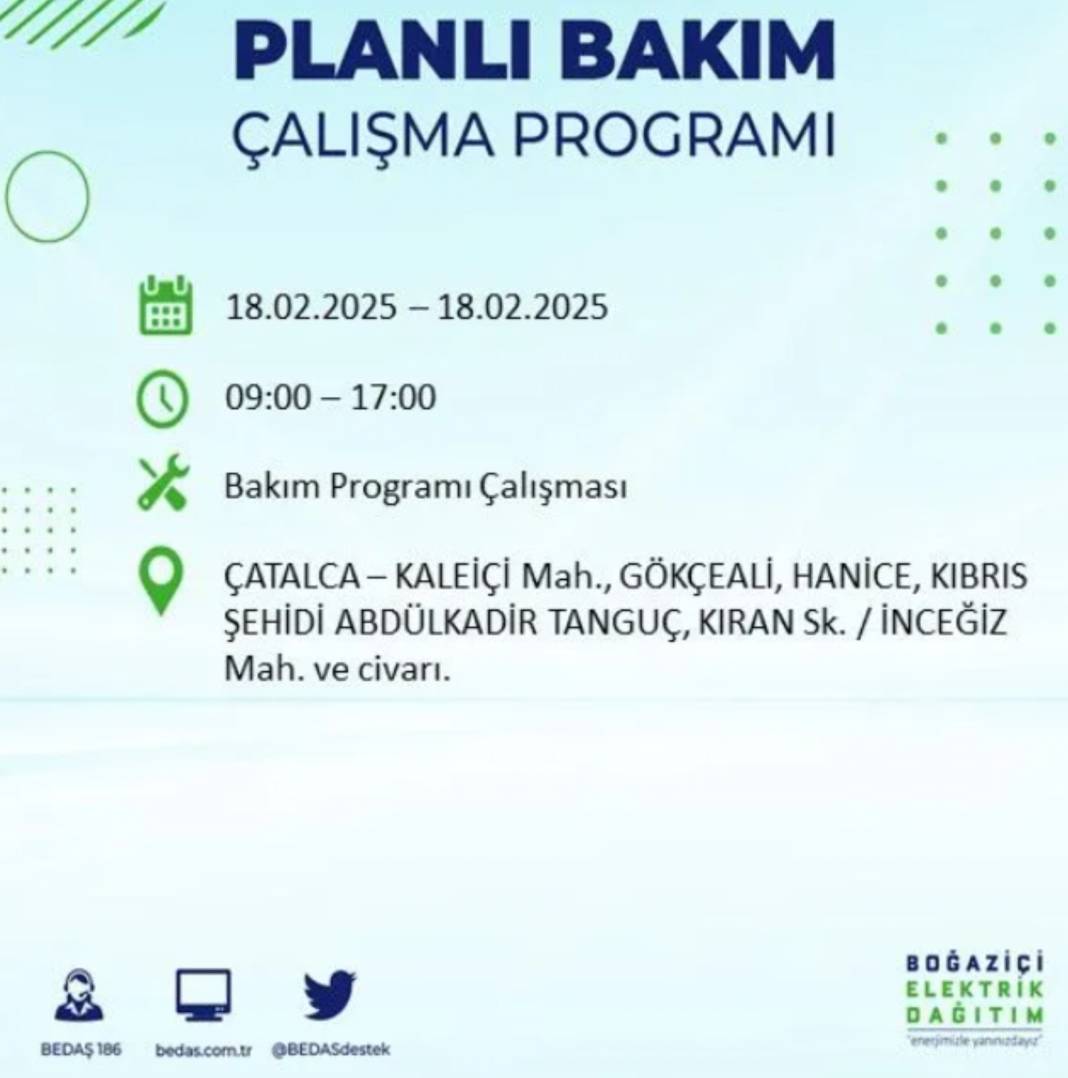 18 Şubat elektrik kesintisi: BEDAŞ elektrik kesintisi yaşayacak ilçeleri sıraladı 45