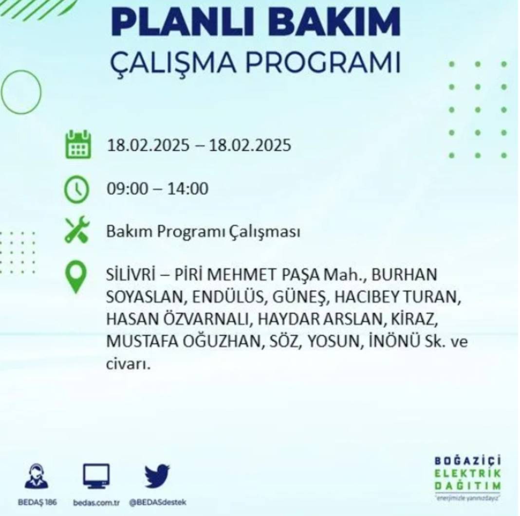 18 Şubat elektrik kesintisi: BEDAŞ elektrik kesintisi yaşayacak ilçeleri sıraladı 37