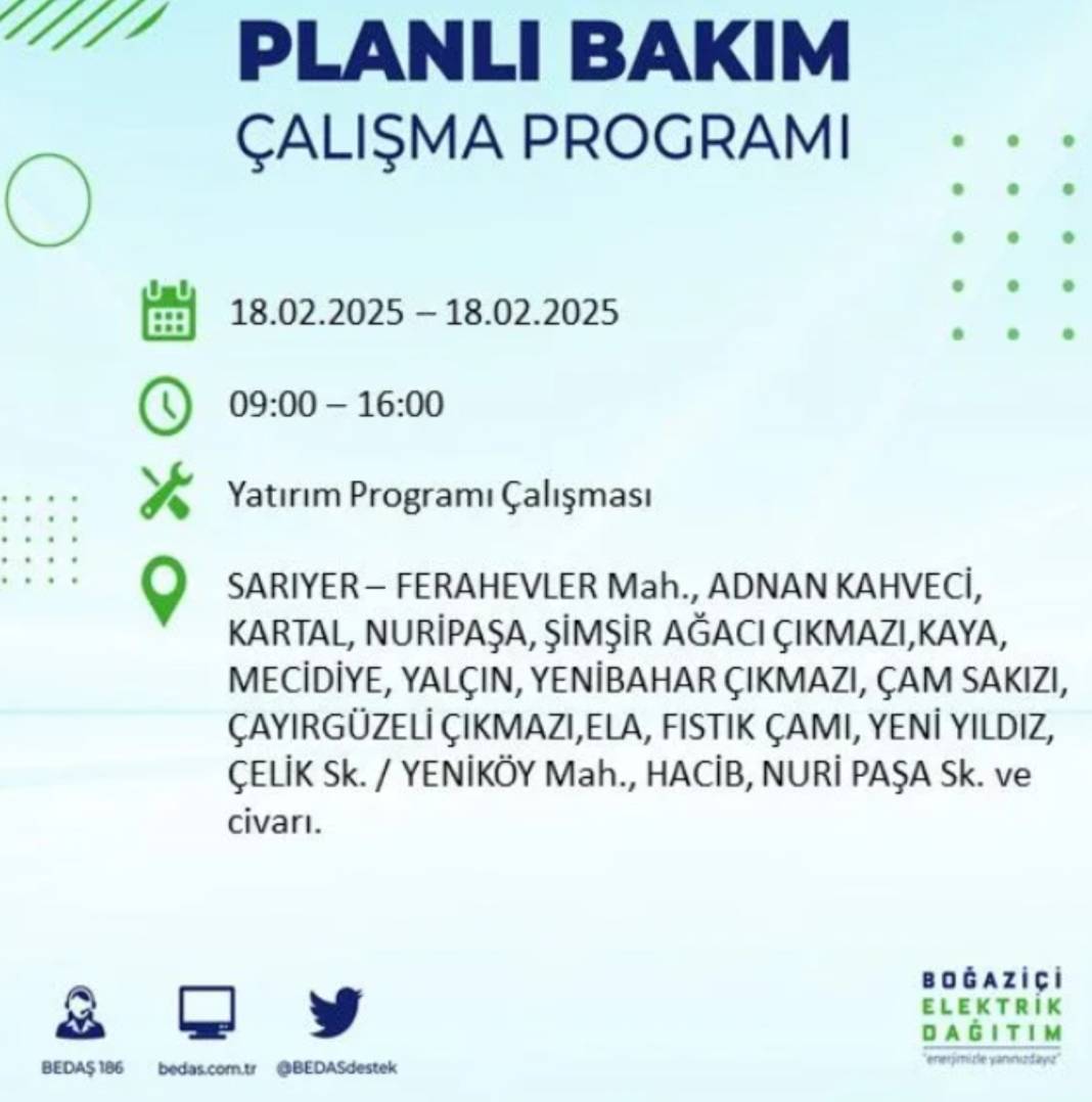 18 Şubat elektrik kesintisi: BEDAŞ elektrik kesintisi yaşayacak ilçeleri sıraladı 43